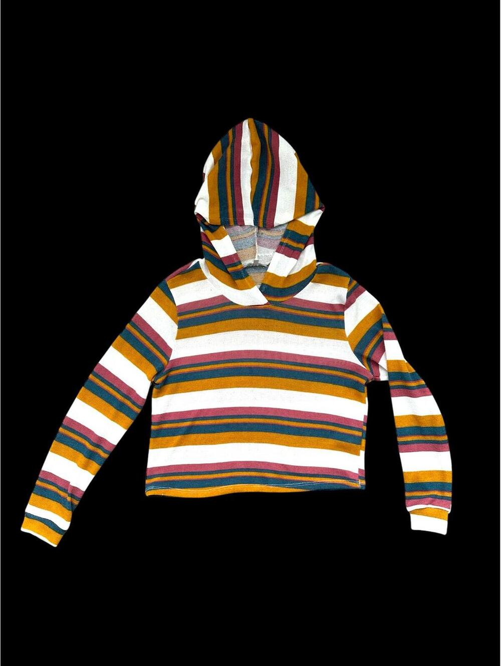 Charlotte Russe Striped Cropped Hoodie Sweater